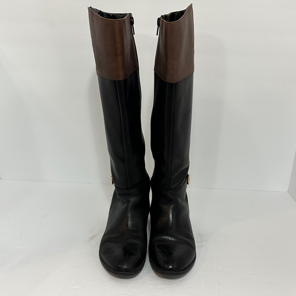 Ralph Lauren Black and Brown Knee-High Women's Boots Size 8.5